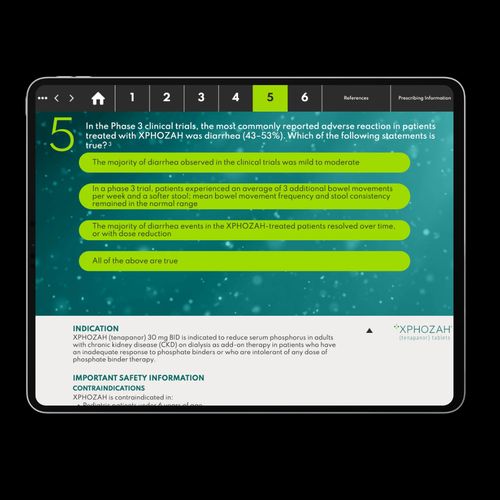 Screens from a Veeva quiz for XPHOZAH